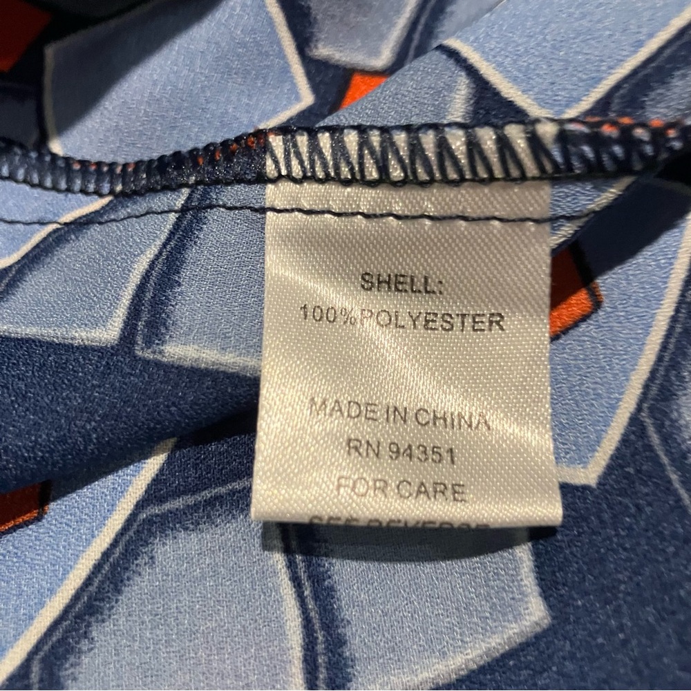 Jade Melody Tam Blue Navy Smocked Neck Tie Peasant Boho Long Sleeve Blouse Sz M - Picture 14 of 14